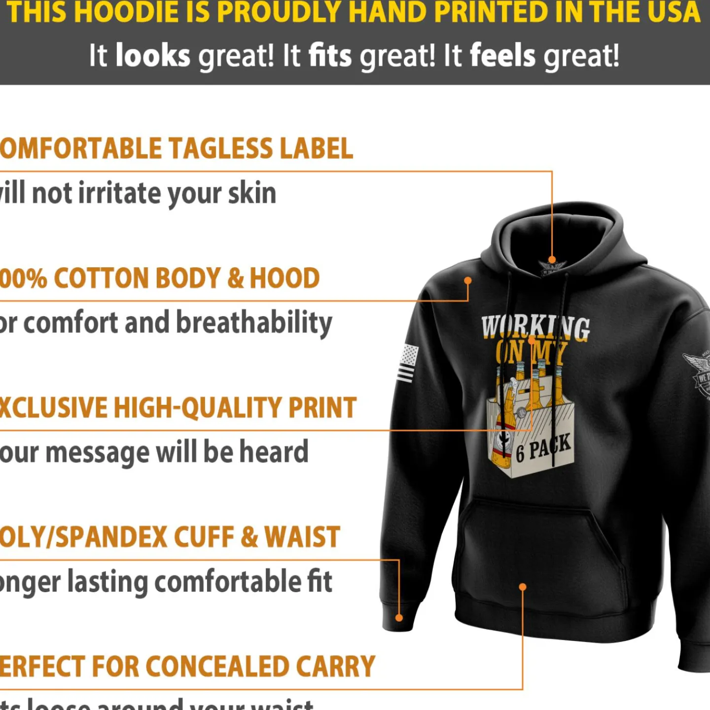 We The People Holsters 6 Pack Hoodie Black Clearance
