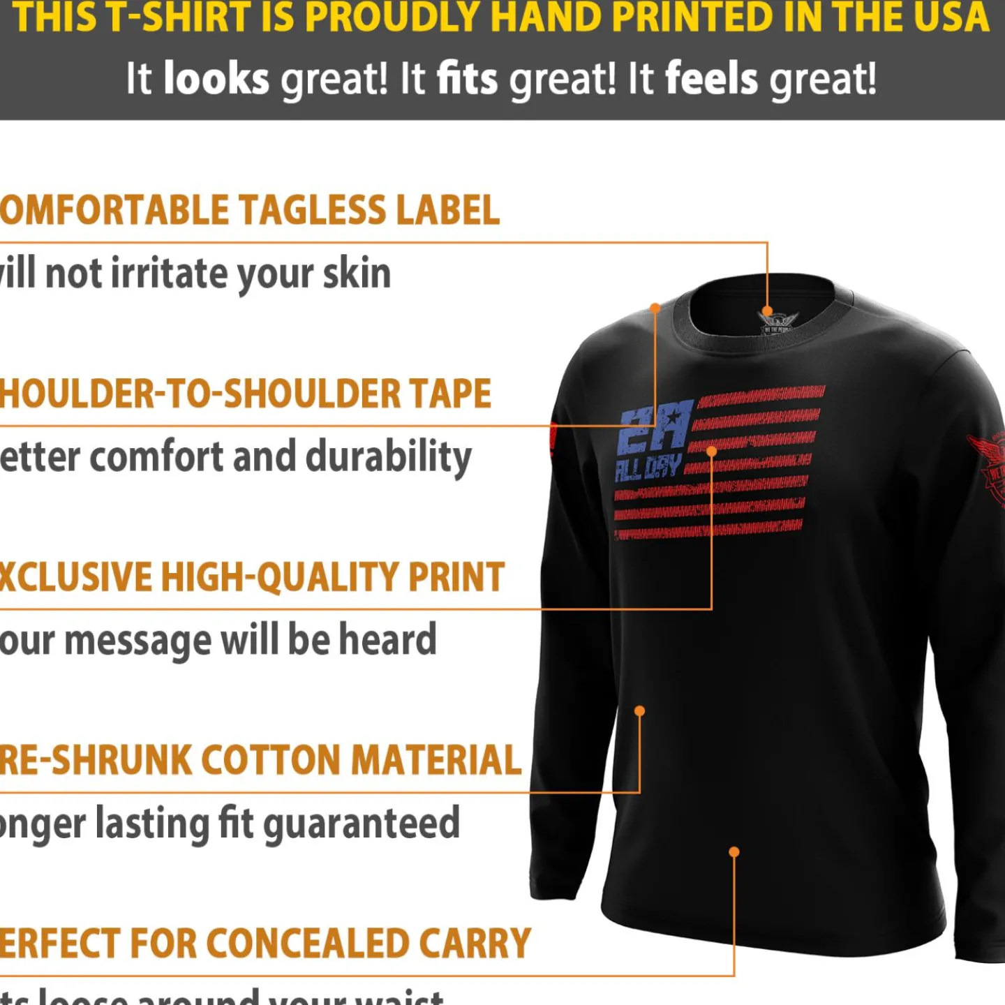 We The People Holsters 2A All Day Long Sleeve Shirt Black Outlet