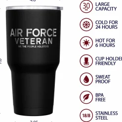 We The People Holsters Air Force Vet + American Flag Stainless Steel Tumbler Outlet