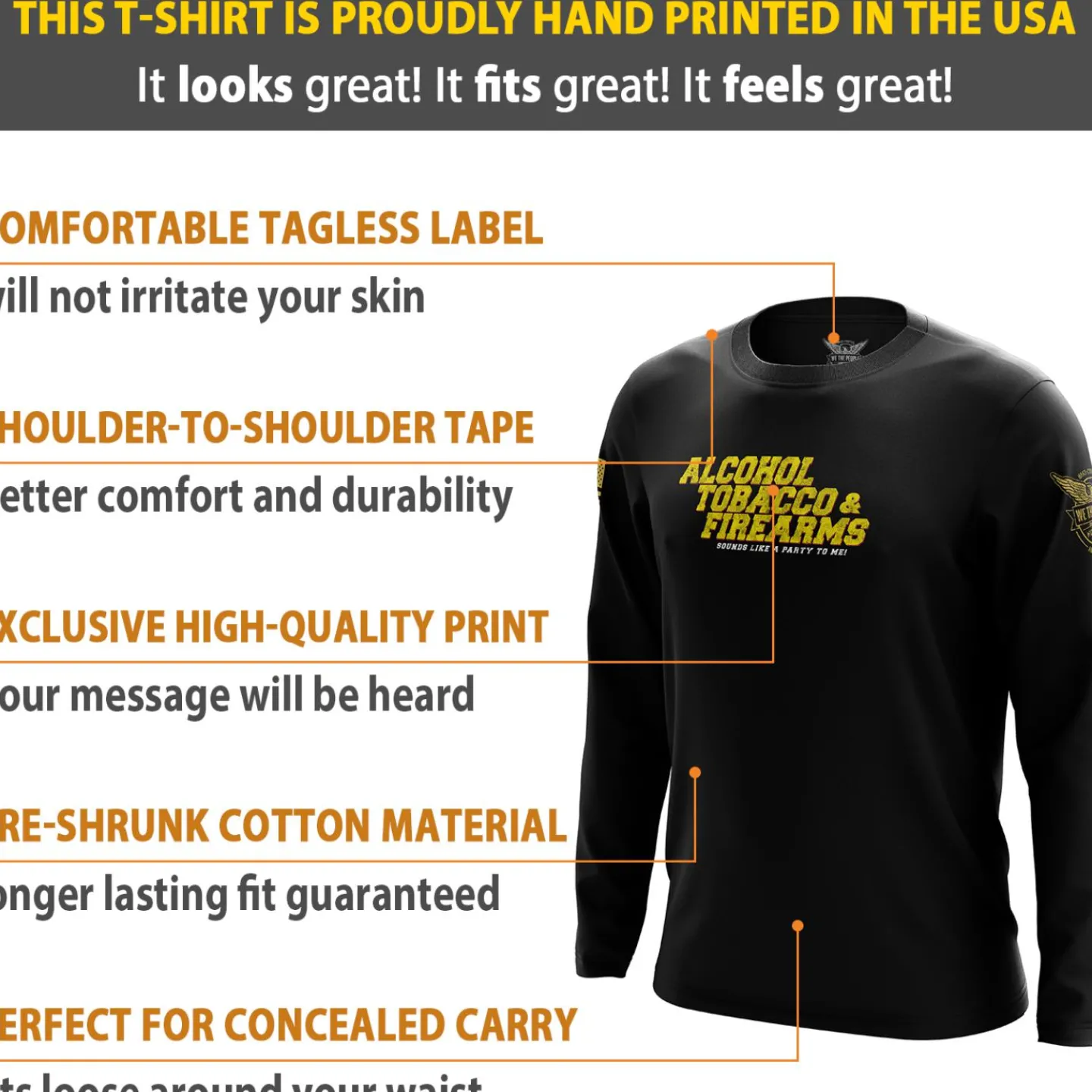 We The People Holsters Alphabet Party Long Sleeve Shirt Black Discount