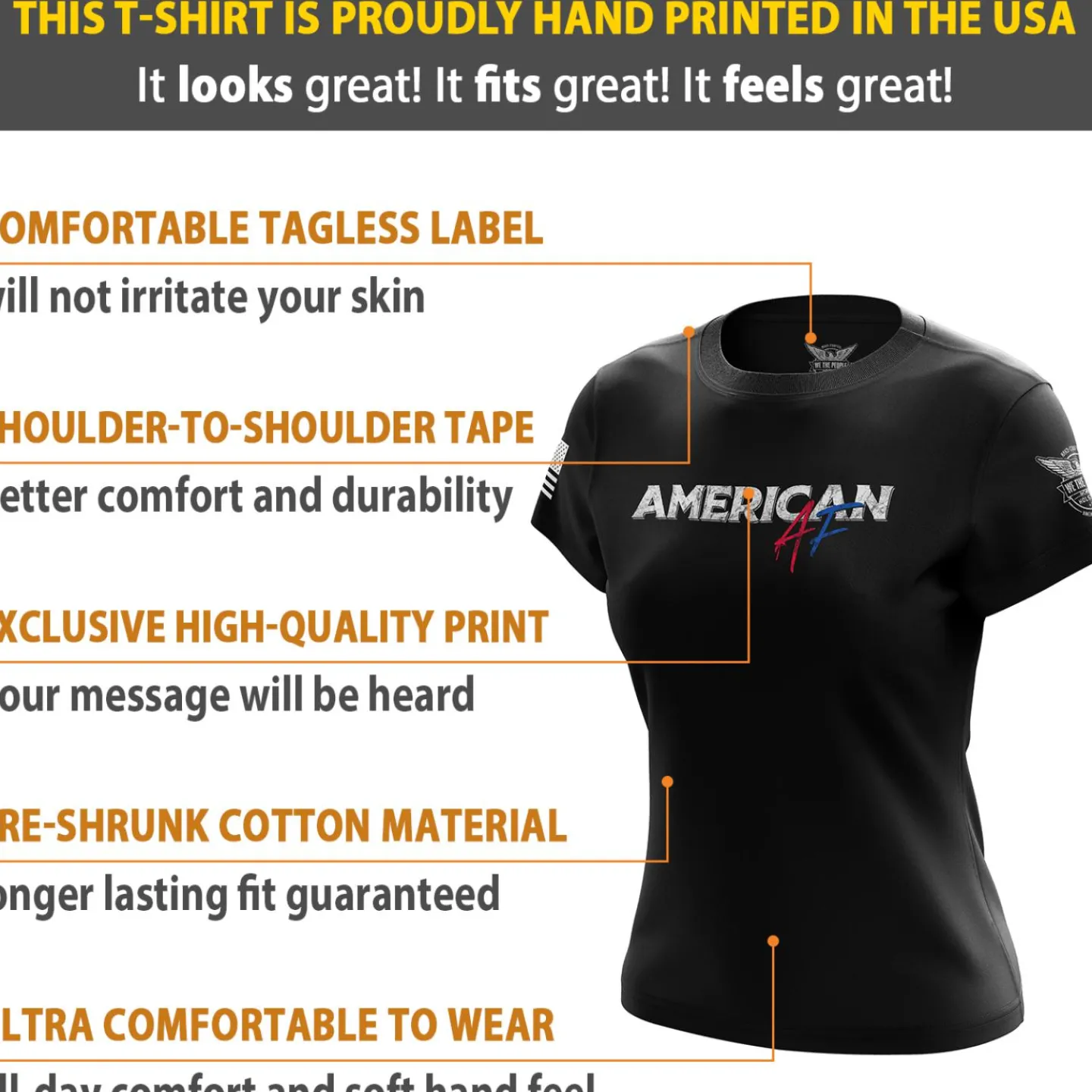 We The People Holsters American AF Women's Short Sleeve Shirt Black Best