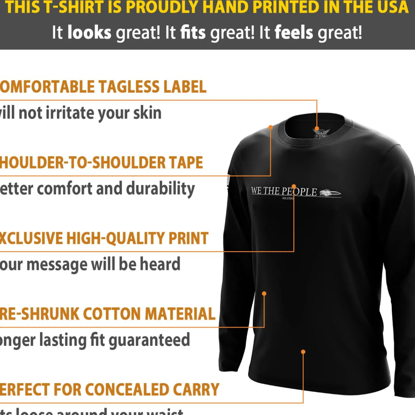 We The People Holsters American Eagle Defend the 2nd Long Sleeve Shirt Black Best