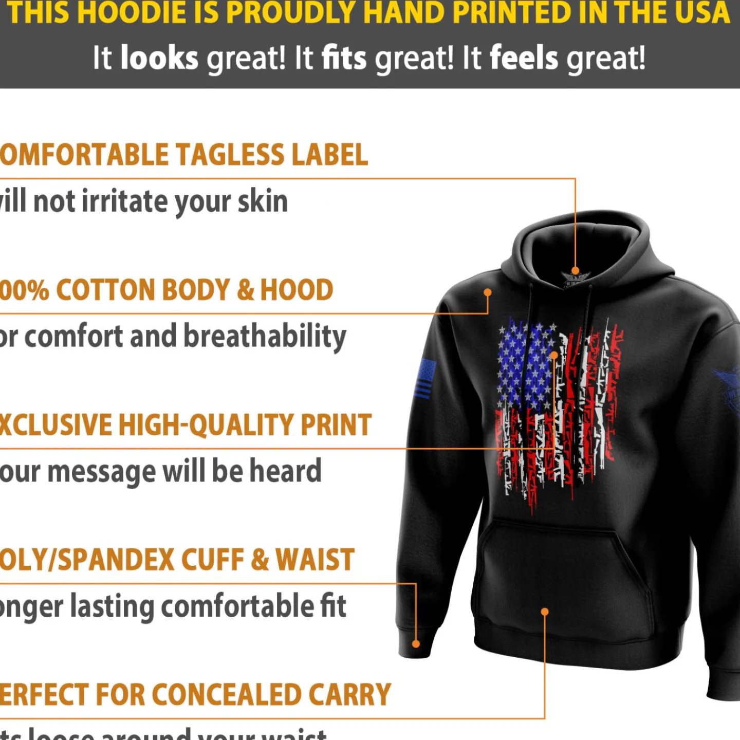 We The People Holsters American Flag In Guns 2.0 Hoodie Black Sale