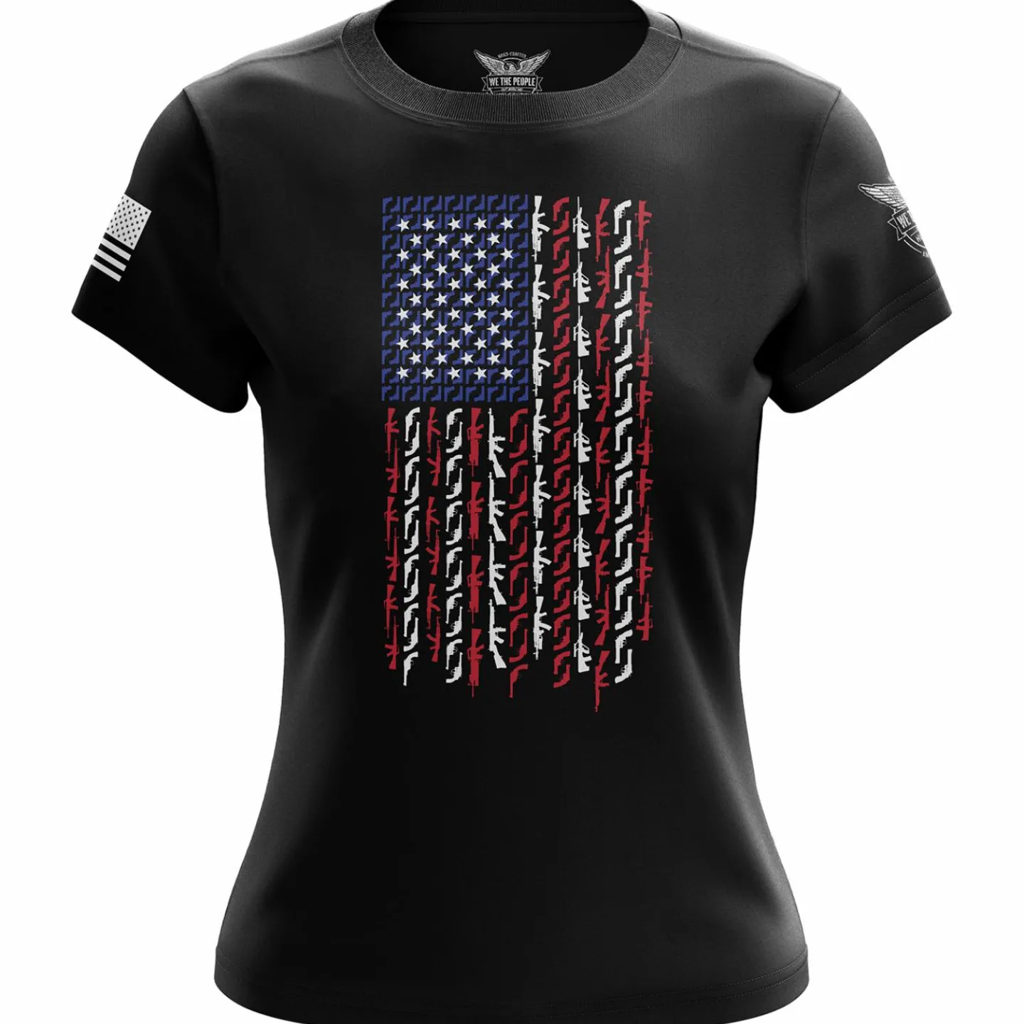 We The People Holsters American Flag in Guns - Patriotic Colors Women's Short Sleeve Shirt Best