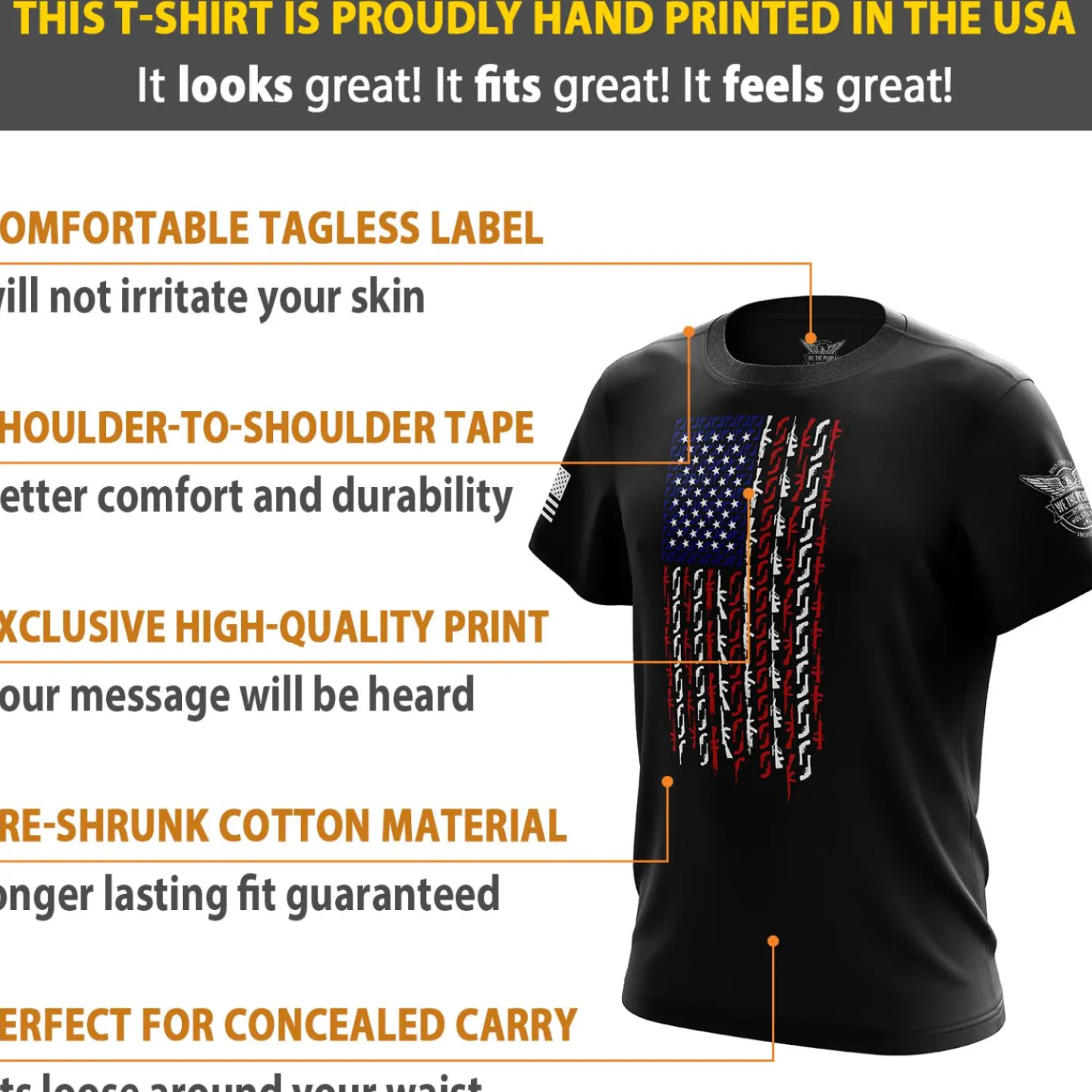 We The People Holsters American Flag in Guns - Patriotic Colors Short Sleeve Shirt Best