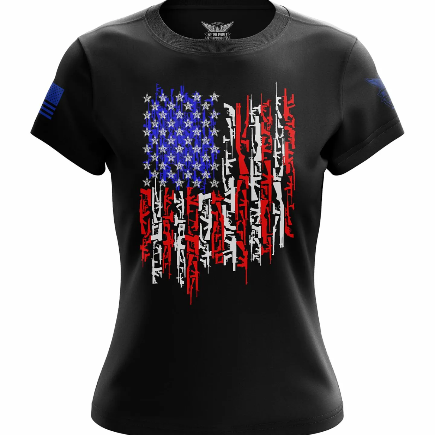 We The People Holsters American Flag In Guns 2.0 Women's Short Sleeve Shirt Black Clearance