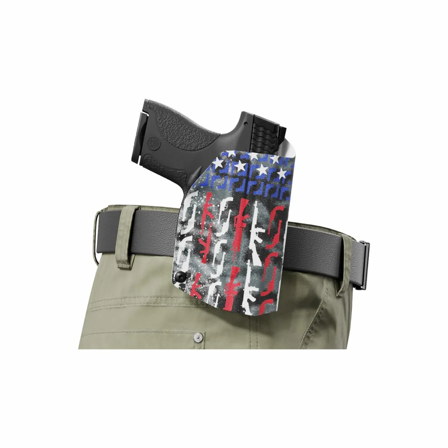 We The People Holsters American Flag in Guns Patriotic Colors Custom Printed Holster - OWB Kydex Holster Sale