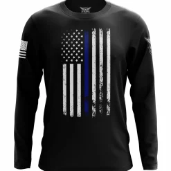 We The People Holsters American Flag Thin Blue Line Long Sleeve Shirt Black Discount