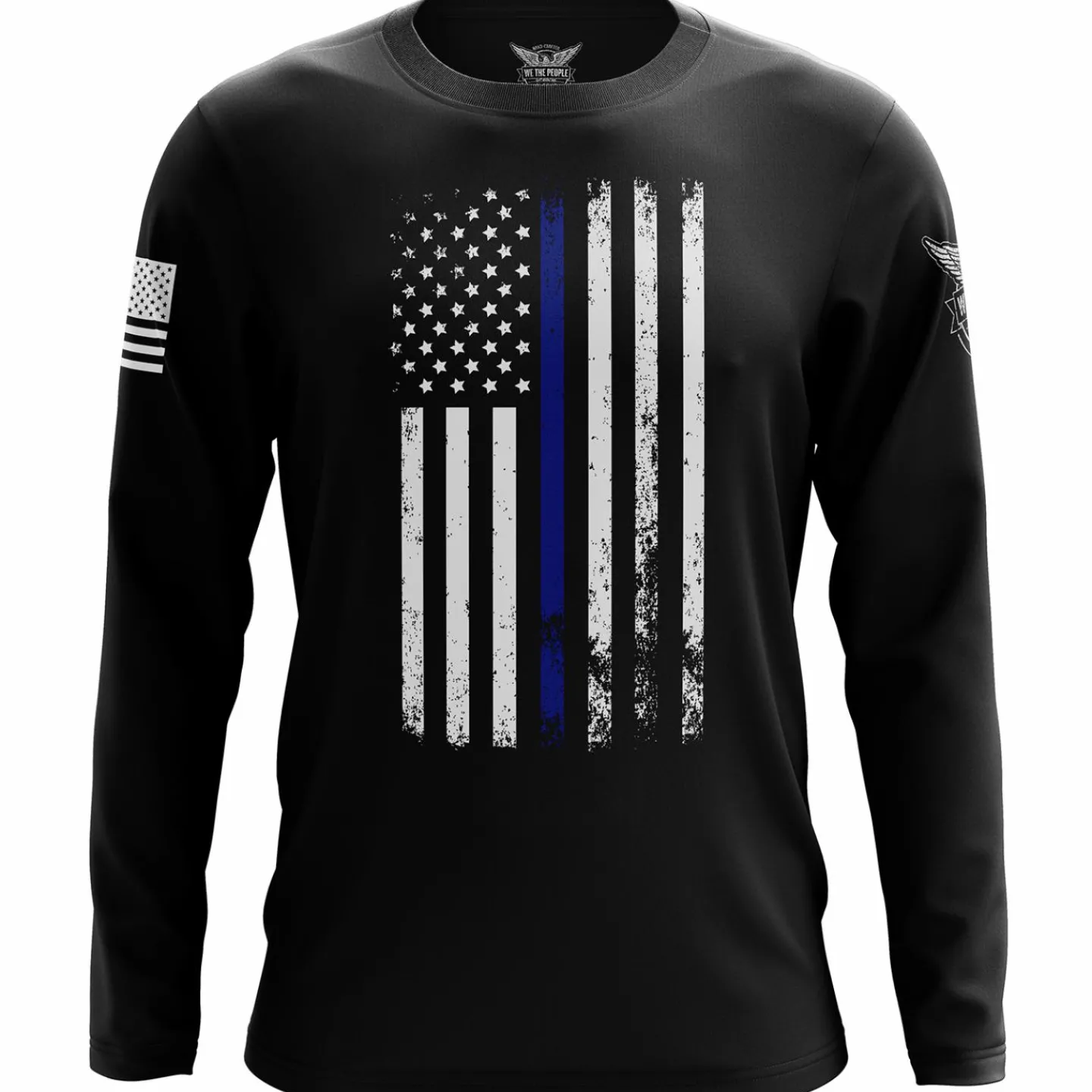 We The People Holsters American Flag Thin Blue Line Long Sleeve Shirt Black Discount