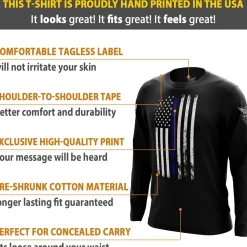 We The People Holsters American Flag Thin Blue Line Long Sleeve Shirt Black Discount