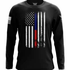 We The People Holsters American Flag Thin Blue/Red Line Public Service Support Long Sleeve Shirt Black Sale