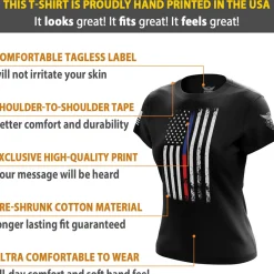 We The People Holsters American Flag Thin Blue/Red Line Public Service Support Women's Short Sleeve Shirt Clearance
