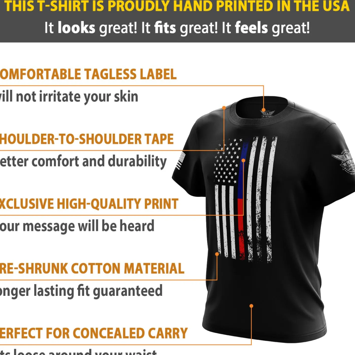 We The People Holsters American Flag Thin Blue/Red Line Public Service Support Short Sleeve Shirt Best