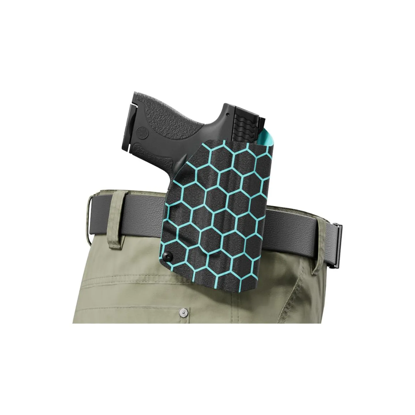 We The People Holsters Aqua Honeycomb Custom Printed Holster - OWB Kydex Holster Outlet