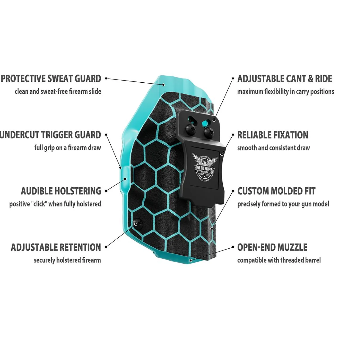 We The People Holsters Aqua Honeycomb Custom Printed Holster - IWB Kydex Holster Hot