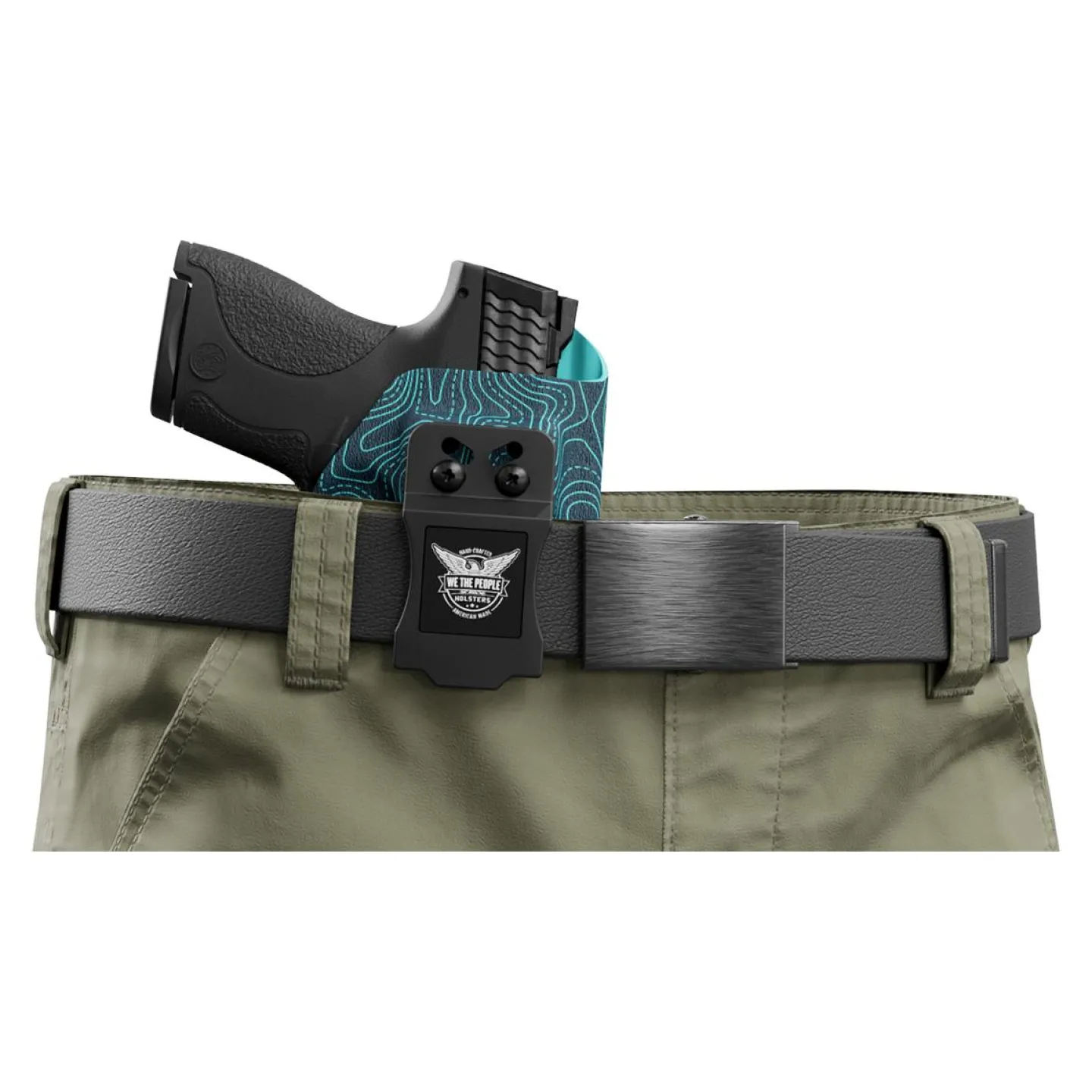 We The People Holsters Aqua Topographic Map Custom Printed Holster - IWB Kydex Holster