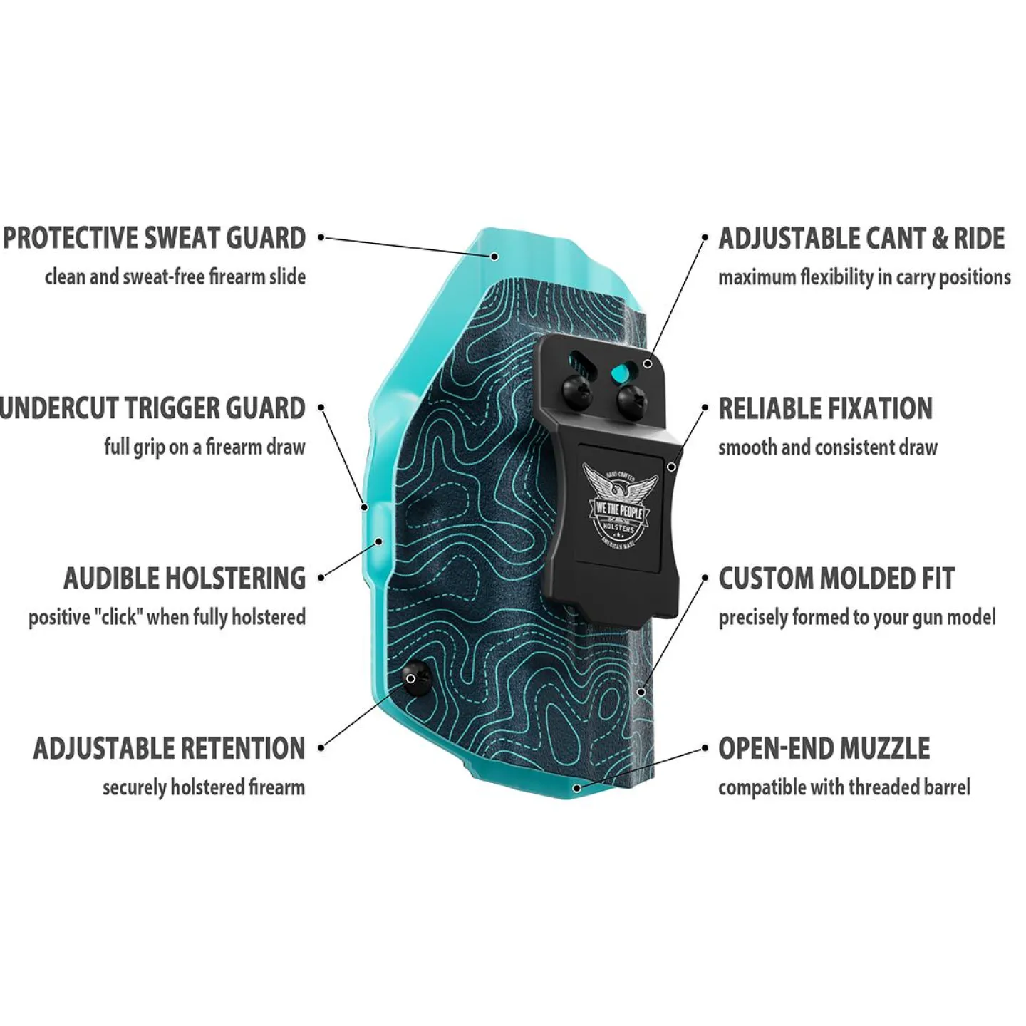 We The People Holsters Aqua Topographic Map Custom Printed Holster - IWB Kydex Holster