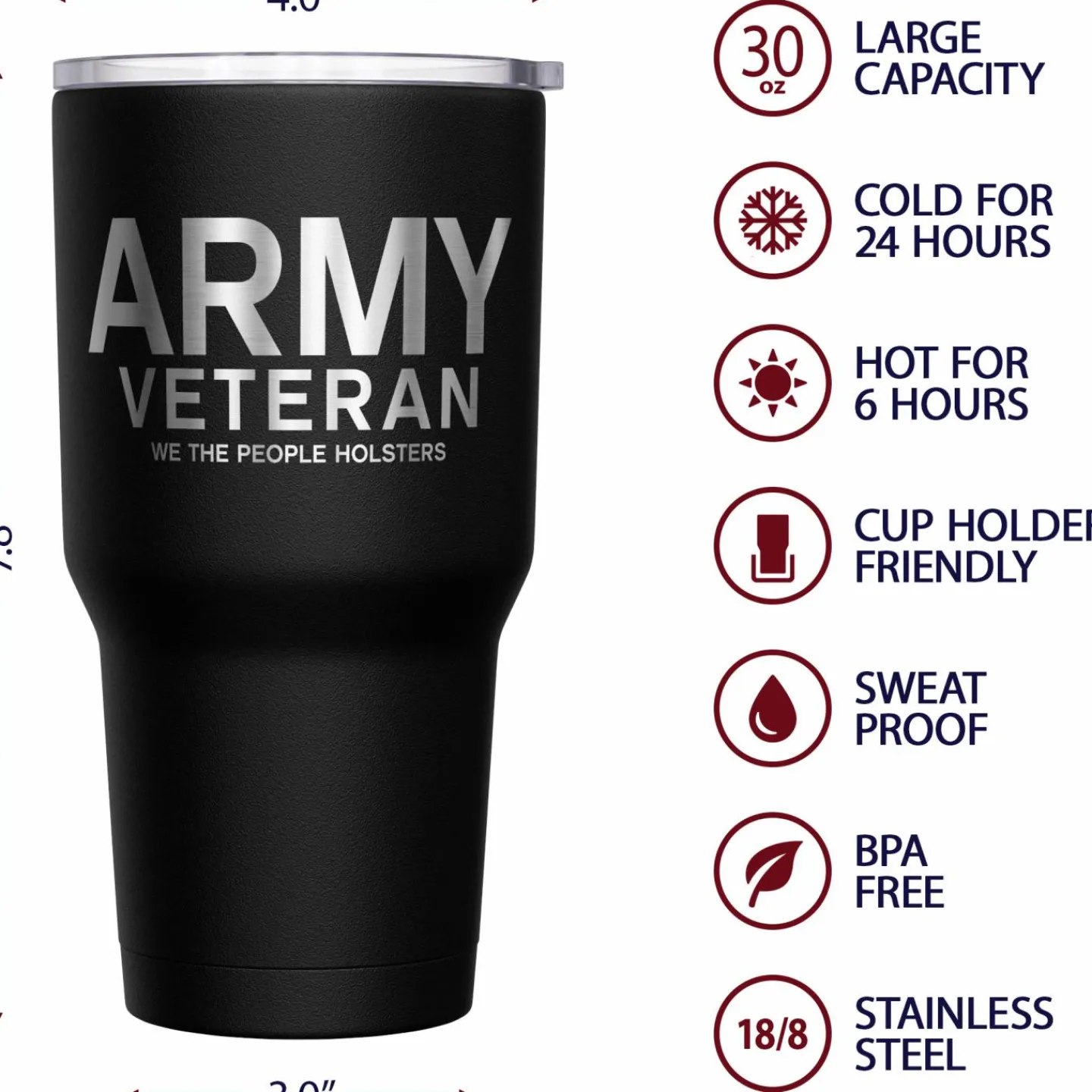 We The People Holsters Army Vet + American Flag Stainless Steel Tumbler Outlet