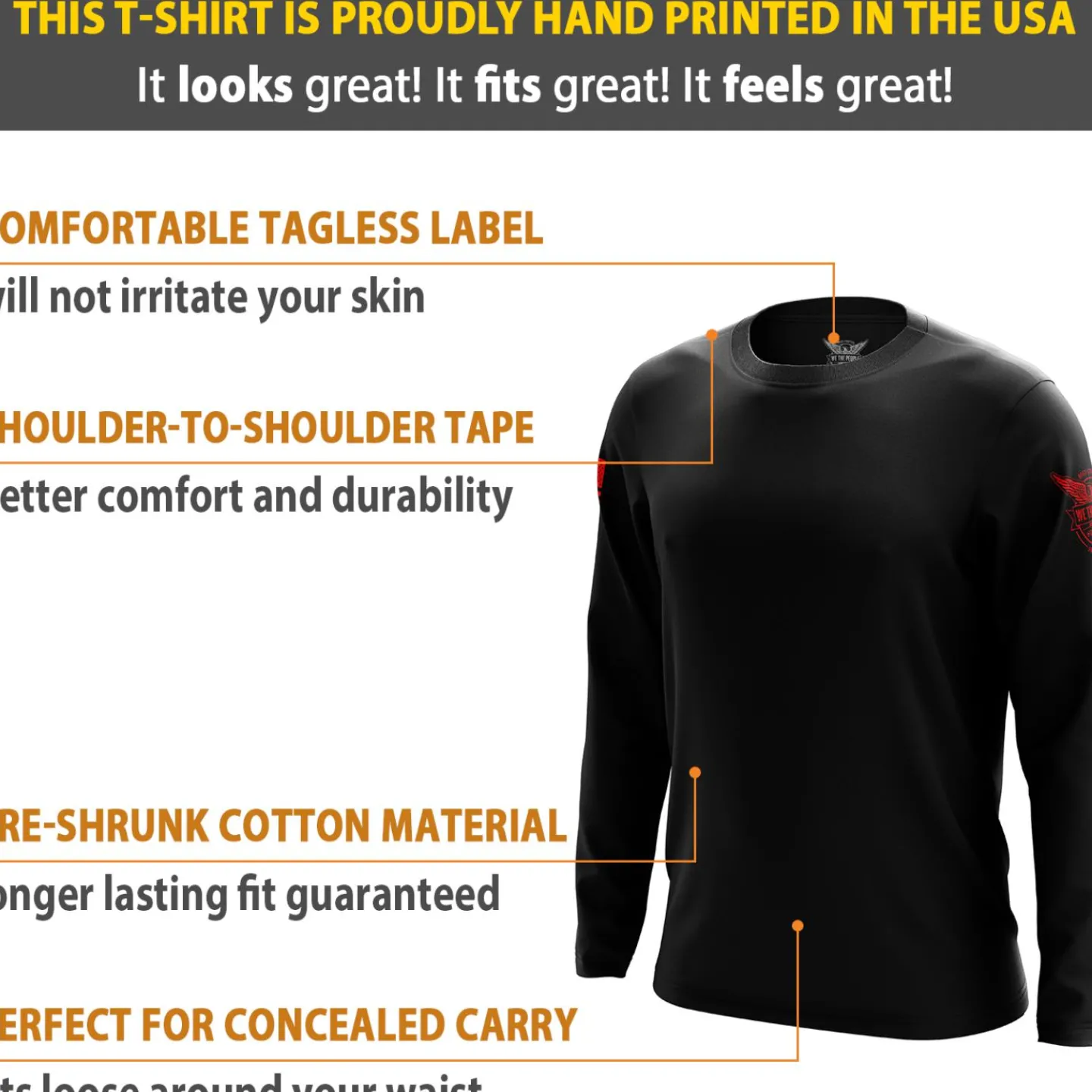 We The People Holsters Basic - + Red Long Sleeve Shirt Black Hot