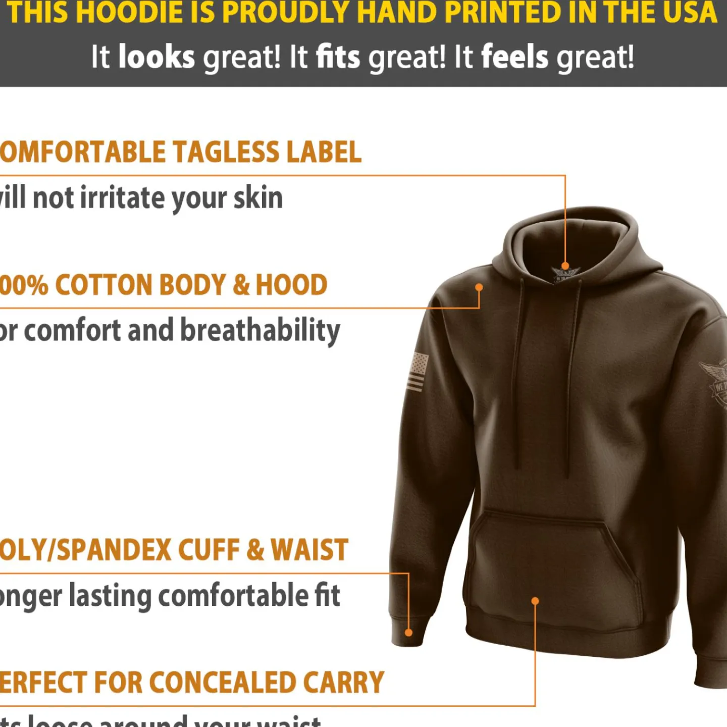We The People Holsters Basic - + Tan Hoodie Brown New