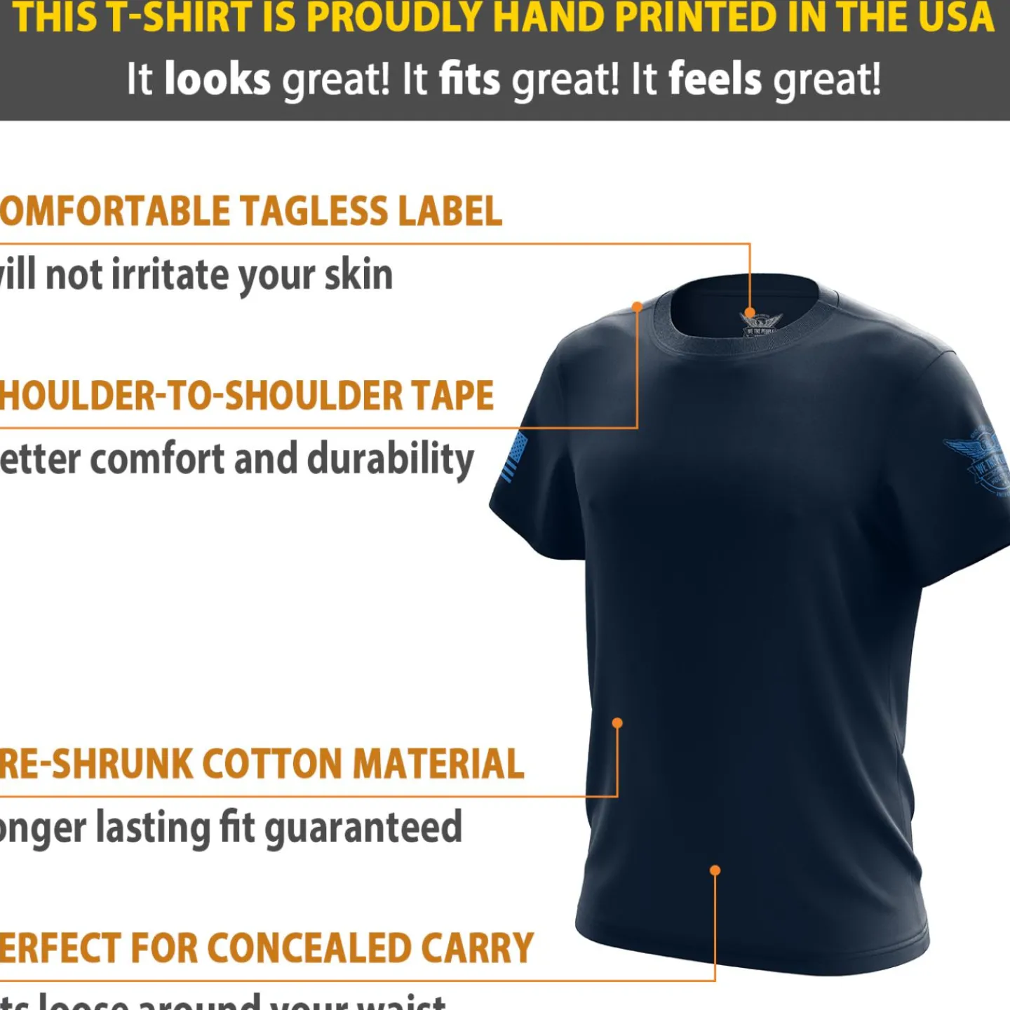 We The People Holsters Basic - + Steel Blue Short Sleeve Shirt Navy Blue Clearance