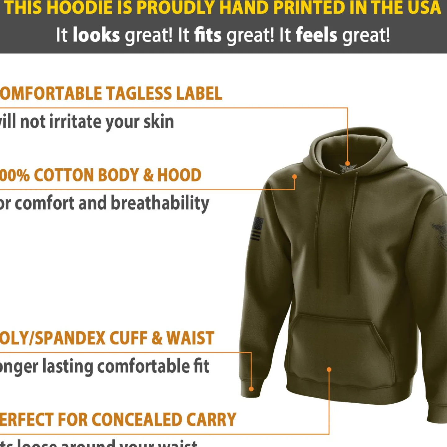 We The People Holsters Basic - + Black Hoodie Olive Clearance