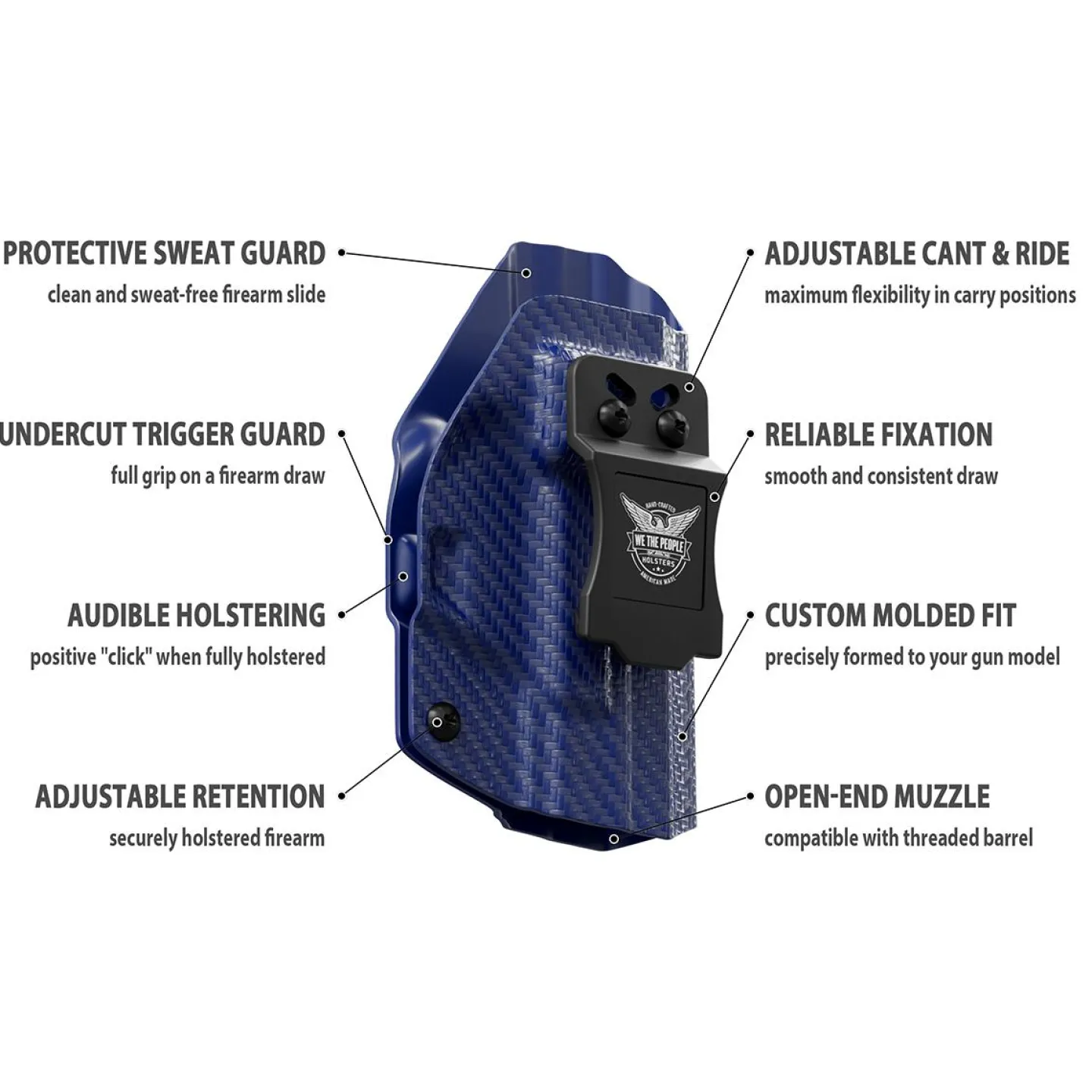 We The People Holsters Blue Carbon Fiber Custom Kydex IWB Holster for Concealed Carry Clearance