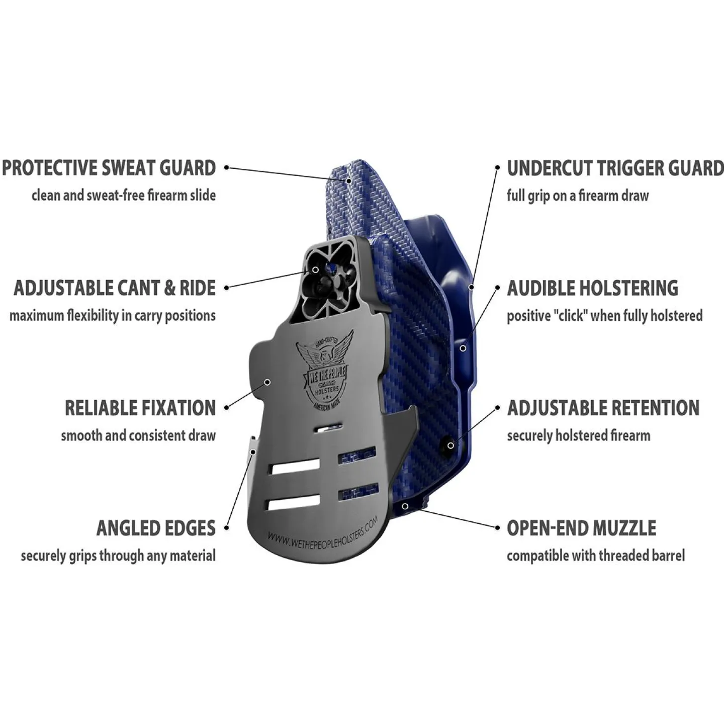 We The People Holsters Blue Carbon Fiber Kydex OWB Paddle holster Custom Designed Paddle Sale