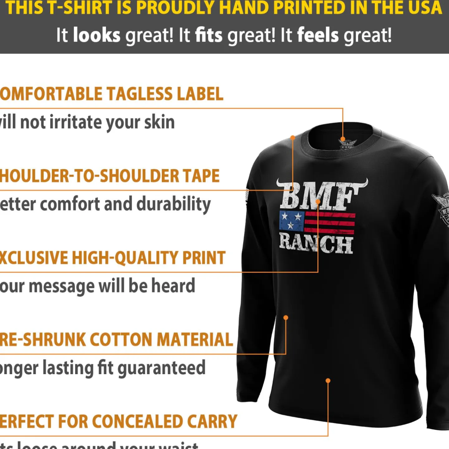 We The People Holsters BMF Ranch Flag Long Sleeve Shirt Black Sale