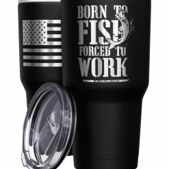 We The People Holsters Born To Fish Forced to Work Stainless Steel Tumbler Outlet