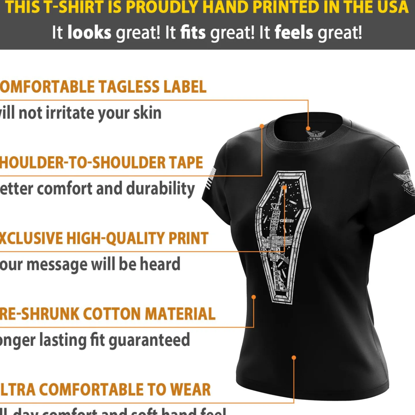 We The People Holsters Coffin Carry Women's Short Sleeve Shirt Black