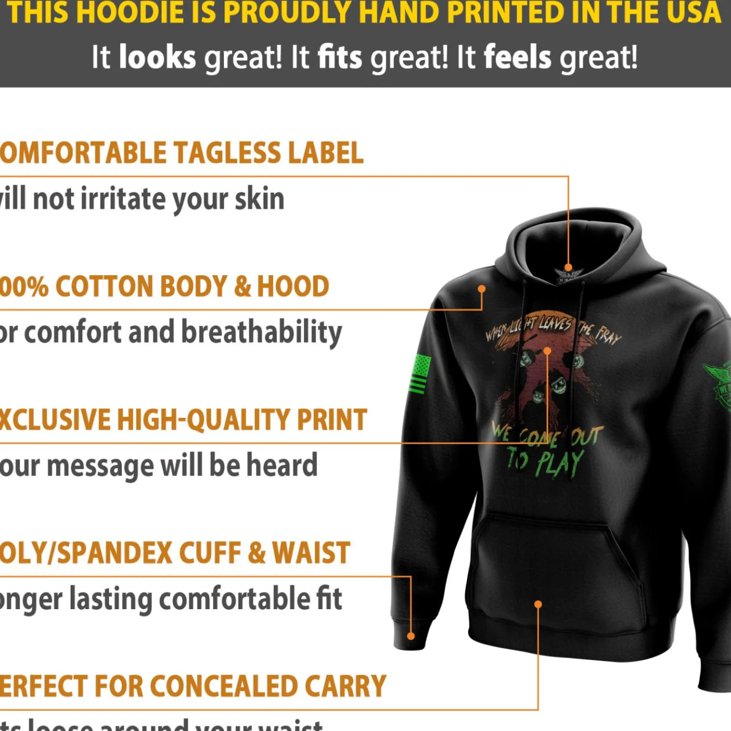 We The People Holsters Come Out To Play Hoodie Black New