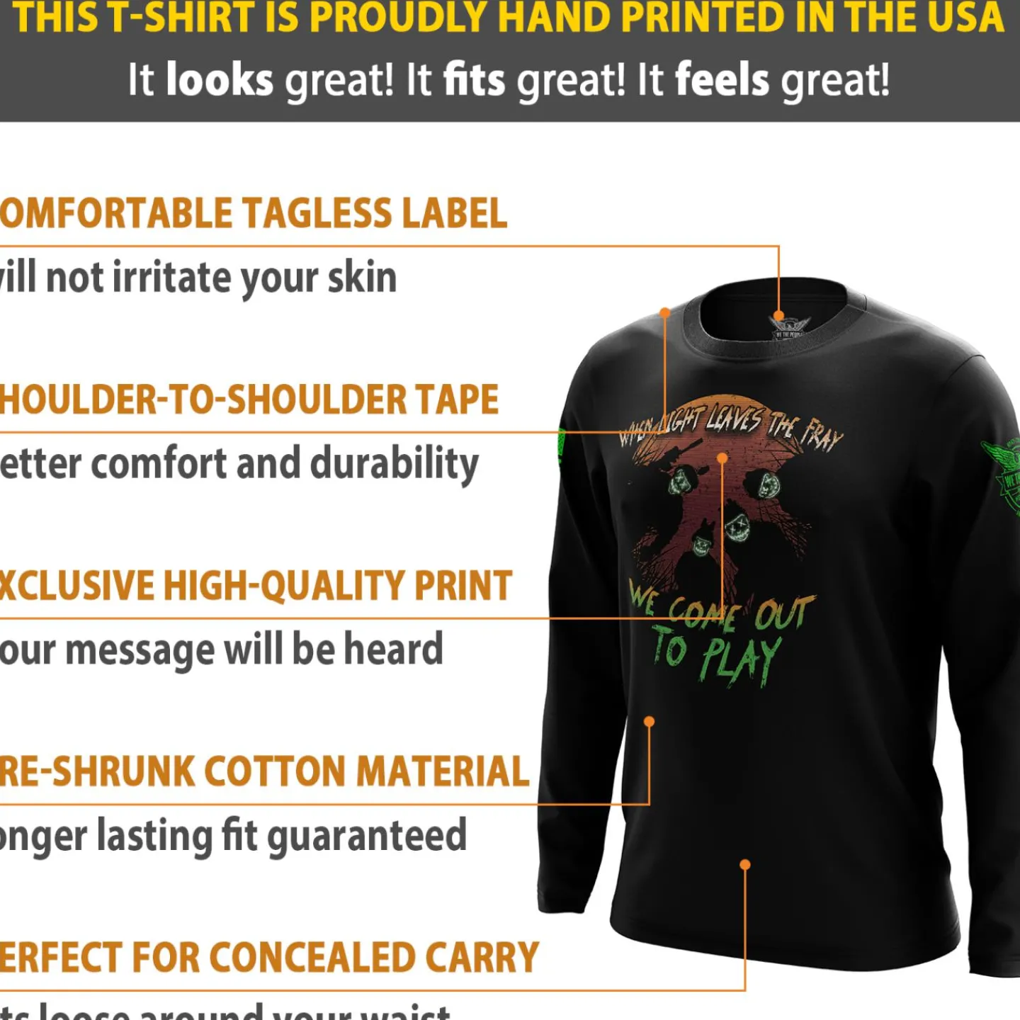 We The People Holsters Come Out To Play Long Sleeve Shirt Black Hot