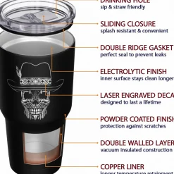We The People Holsters Cowboy Skull Stainless Steel Tumbler