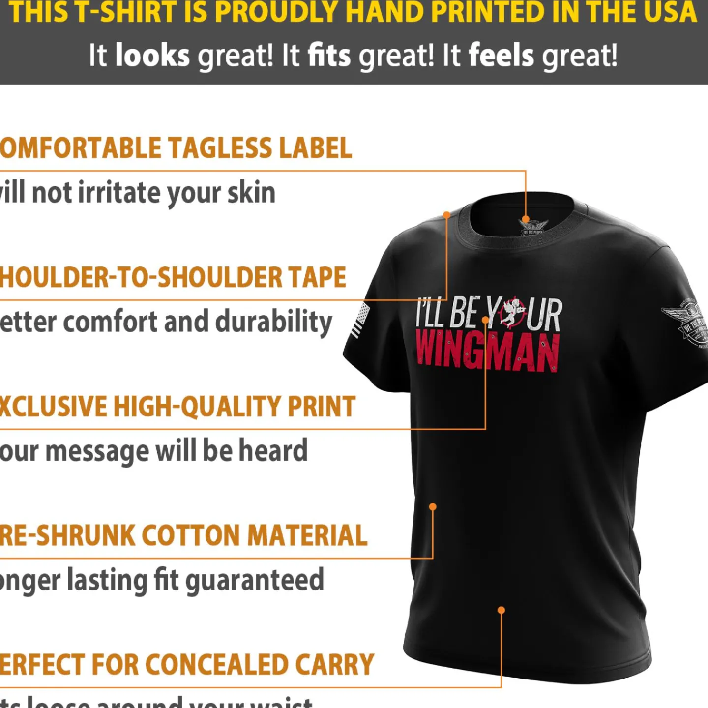 We The People Holsters Cupid's Wingman Short Sleeve Shirt Black New