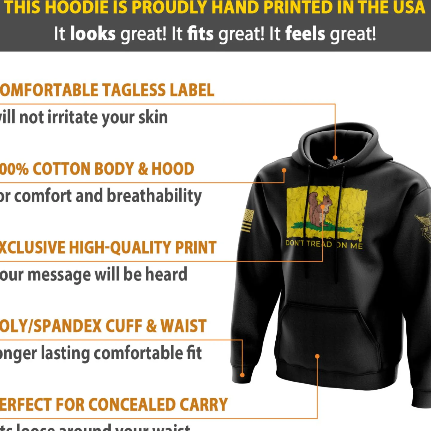 We The People Holsters Don't Tread On Me Squirrel Hoodie Black Sale