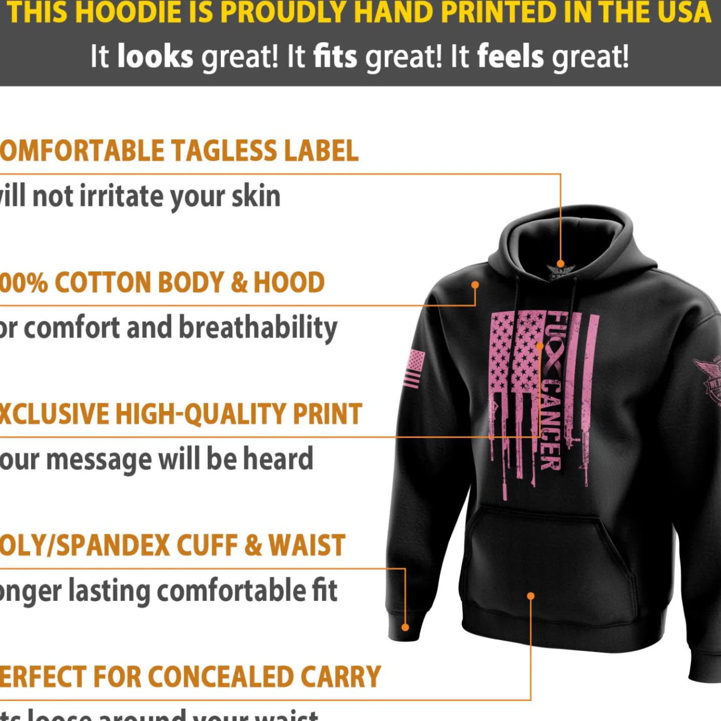 We The People Holsters F-Cancer Hoodie Black Best