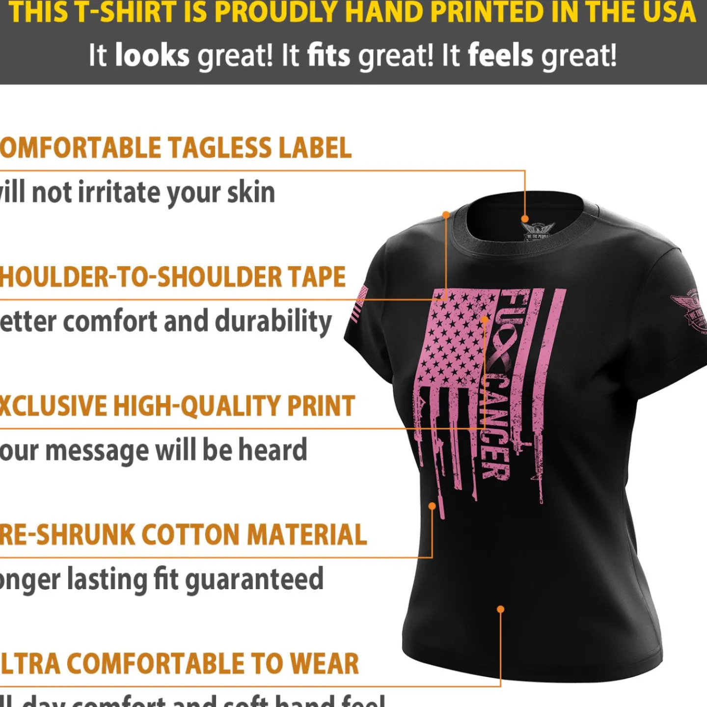 We The People Holsters F-Cancer Women's Short Sleeve Shirt Black Sale