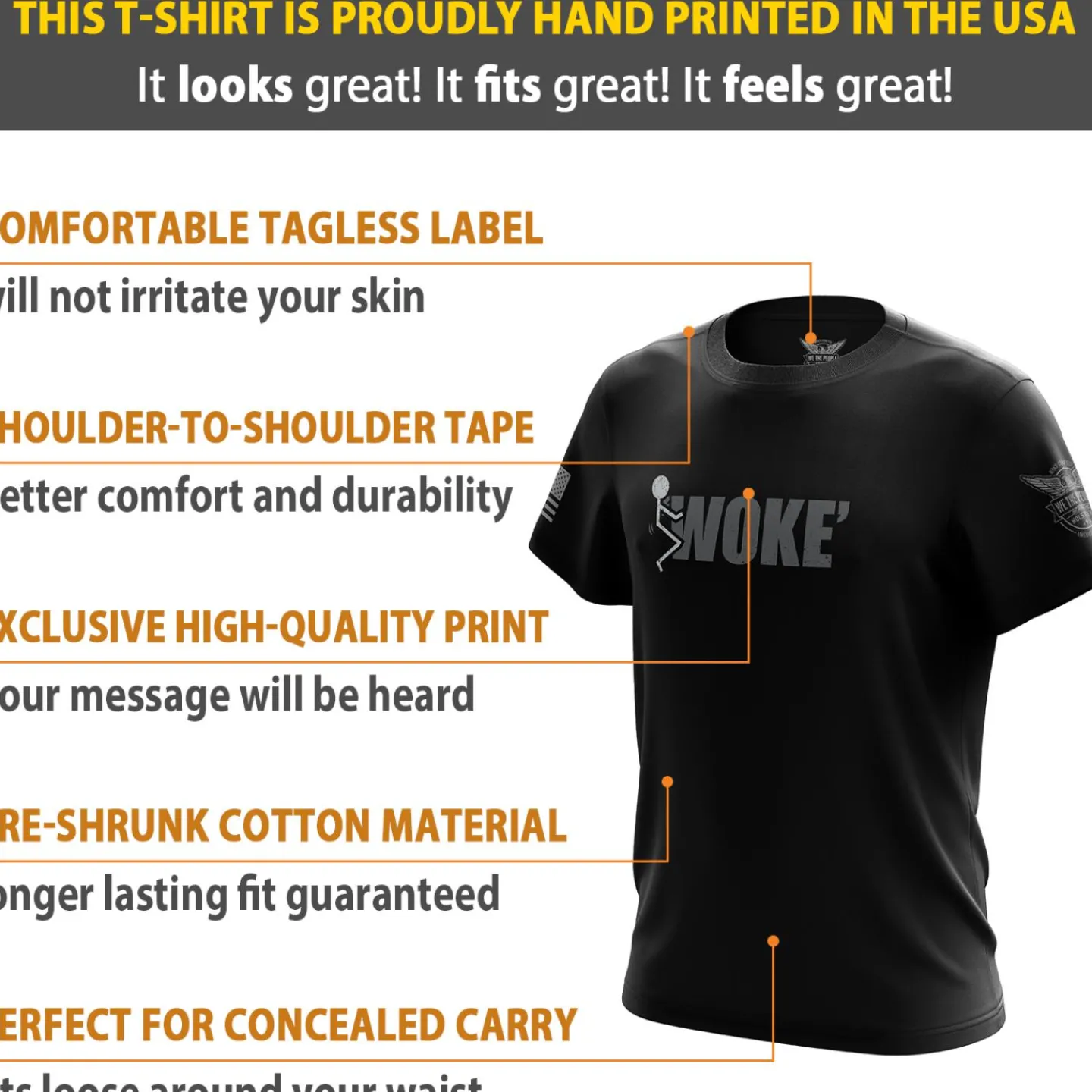 We The People Holsters F'in Woke Short Sleeve Shirt Black Discount