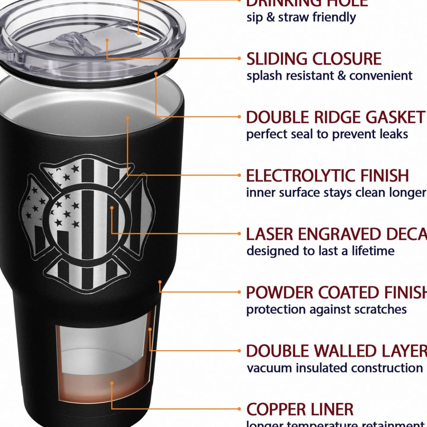We The People Holsters Firefighter Shield Stainless Steel Tumbler New