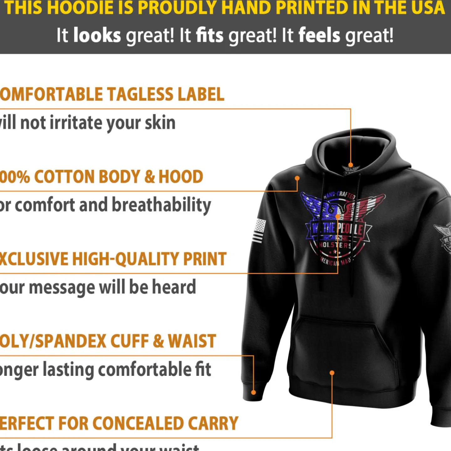 We The People Holsters Flag Logo Hoodie Black Outlet