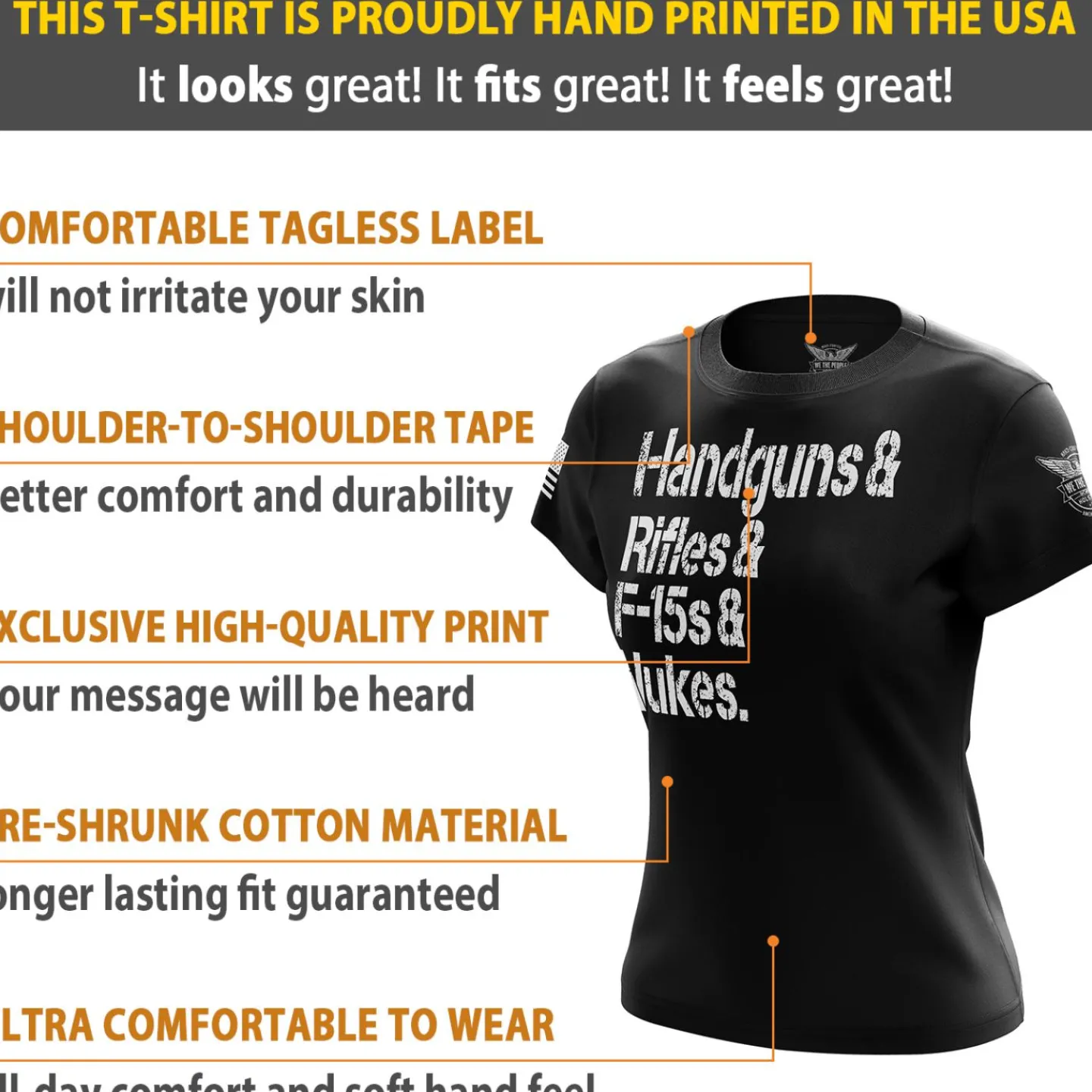 We The People Holsters Freedom Checklist Women's Short Sleeve Shirt Black Clearance