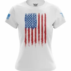 We The People Holsters Fresh Paint American Flag Women's Short Sleeve Shirt White Hot