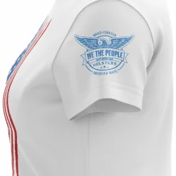 We The People Holsters Fresh Paint American Flag Women's Short Sleeve Shirt White Hot
