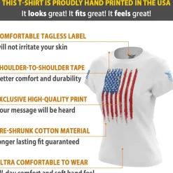 We The People Holsters Fresh Paint American Flag Women's Short Sleeve Shirt White Hot