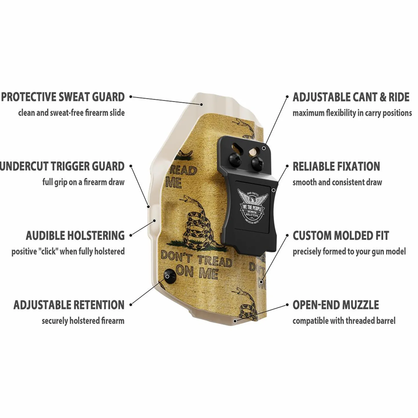 We The People Holsters Gadsden Flag Don't Tread on Me Custom Printed Holster - IWB Kydex Holster Discount