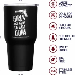 We The People Holsters Girls Just Wana Have Guns + American Flag Stainless Steel Tumbler Clearance