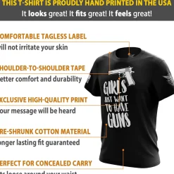 We The People Holsters Girls Just Want to Have Guns Short Sleeve Shirt Black New
