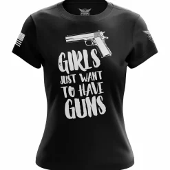 We The People Holsters Girls Just Want to Have Guns Women's Short Sleeve Shirt Black New