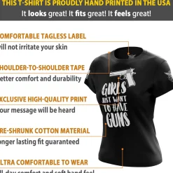 We The People Holsters Girls Just Want to Have Guns Women's Short Sleeve Shirt Black New
